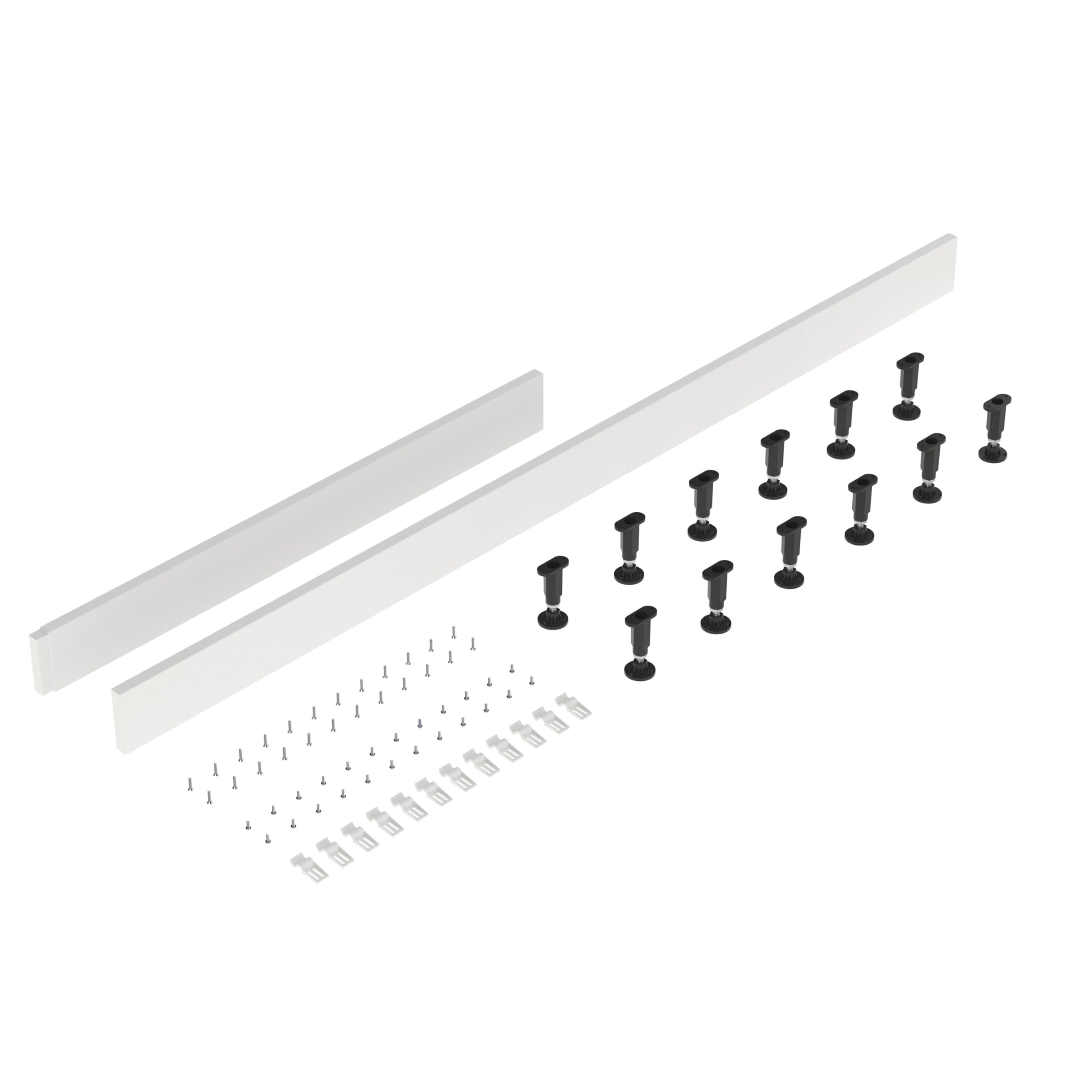 Balterley White Shower Tray Riser Kit, 2 Panels, 12 Pack Of Legs, Clips & Screws, Leg Set & Plinth Kit For Rectangular Trays, Shower Tray Plinth & Support Legs - 1800 X 105Mm & 1000 X 105Mm (White)