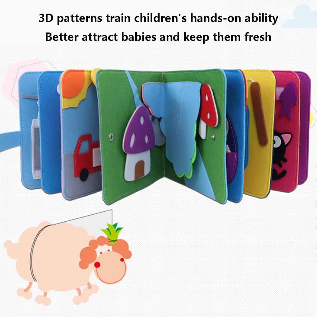 Libro in Feltro Libro 3D Morbido Apprendimento precoce Giocattolo per Lo Sviluppo Panno didattico visivo interattivo per 3M+