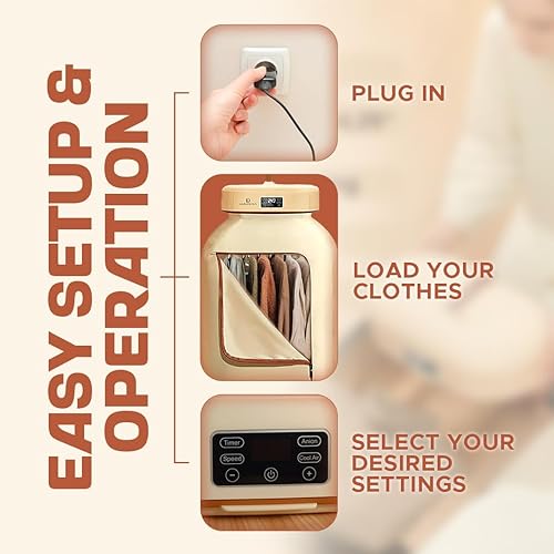 Miniatura 5 de Secadora de ropa portátil para lavandería - Secadora de alta calidad para apartamentos, RV, secadora compacta de viaje, plegable con temporizador,