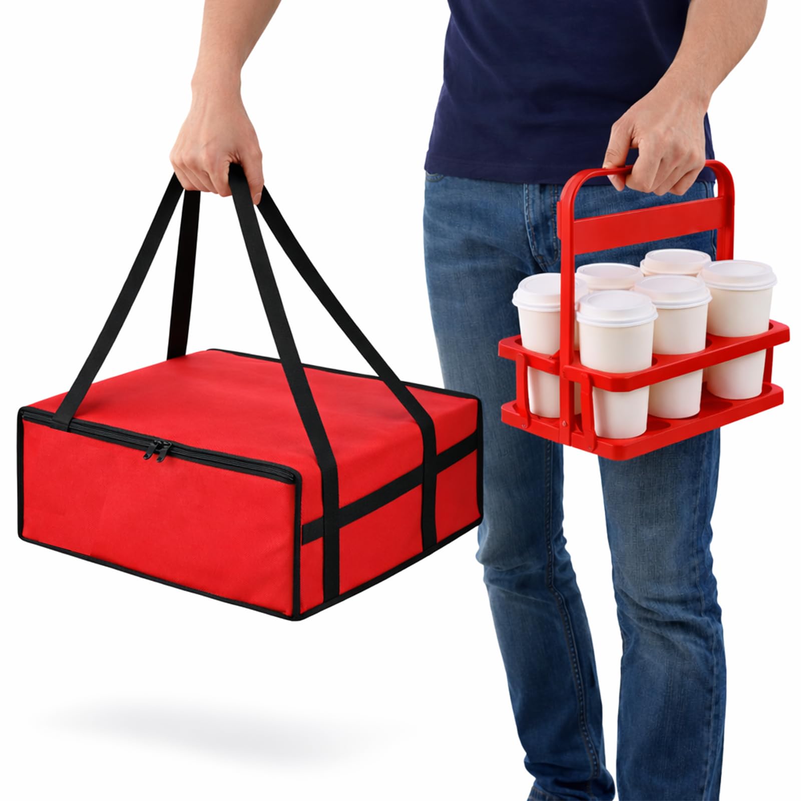 musbus Catering Bag for doordash uber eats 22x14x13 Insulated Food Delivery Bag with Cup Holders/Drink Carriers Premium XXL, Beverages, Grocery, Pizza - view 2