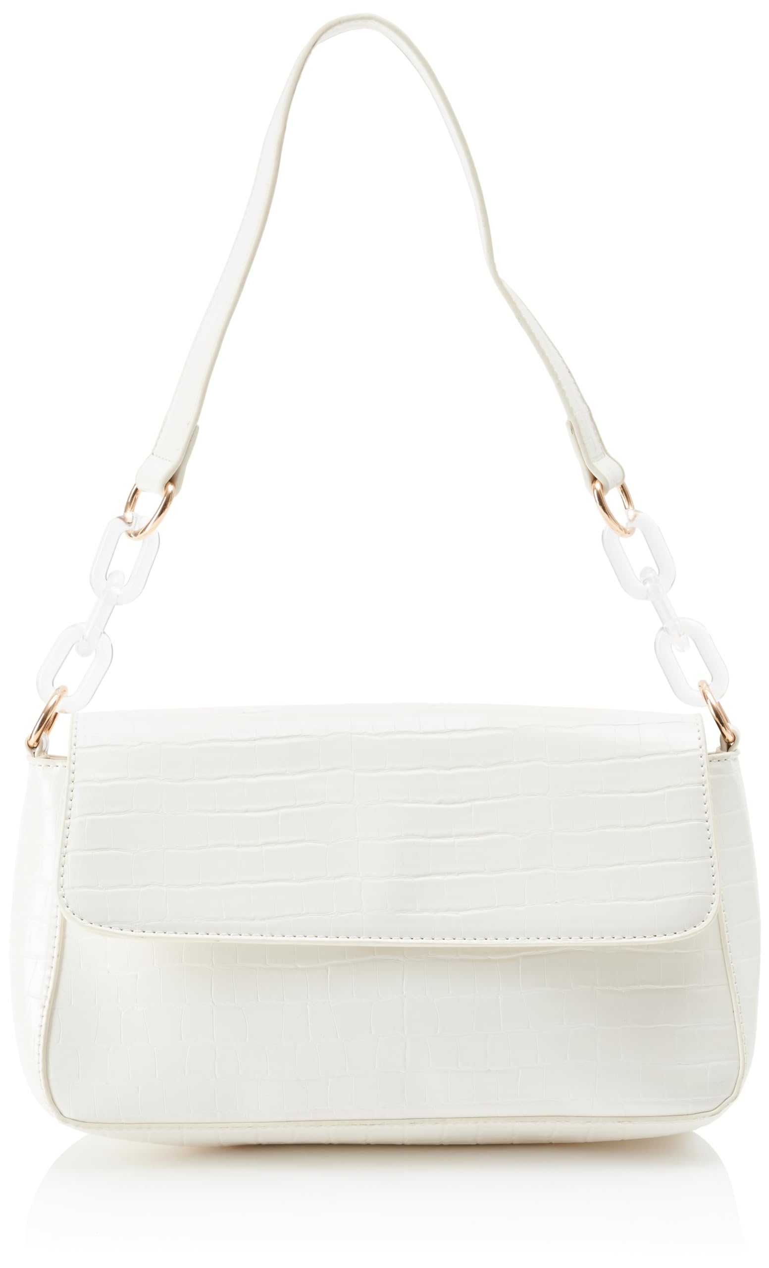 NALLY Women's Reptile Embossed Shoulder Bag - White, White, One size