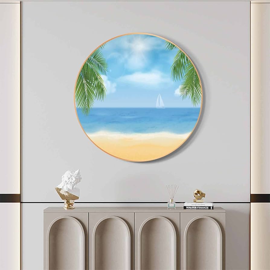 油絵 油彩 油彩画 絵 絵画 円形【丸い海】