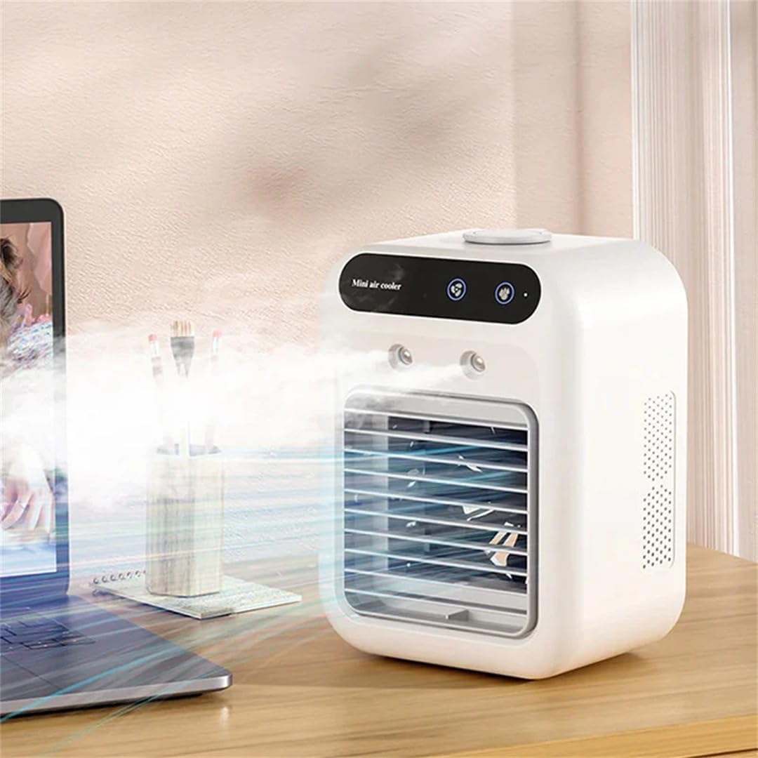 Climatiseur Portable Zensairex, Petit Climatiseur Portable, Mini Climatiseusr, Humidificateur À Brumisation, Inclinaison Réglable À 15°, Grande Maison Et La Chambre, Rechargeable Sur Secteur (a)