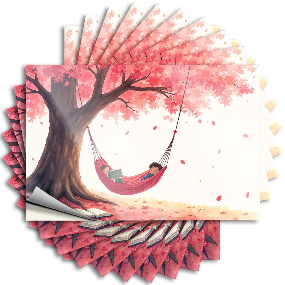 Two People Reading in A Hammock Under A Cherry Blossom Tree. Cocoa Birthday DIY | Feminist Decals Bottle Removable Vinyl Sticker Decal(12X18CM)