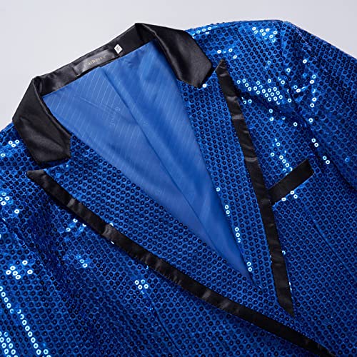 Men's Shiny Sequins Blazer One Button Tuxedo Suit Jacket Party Wedding Prom2