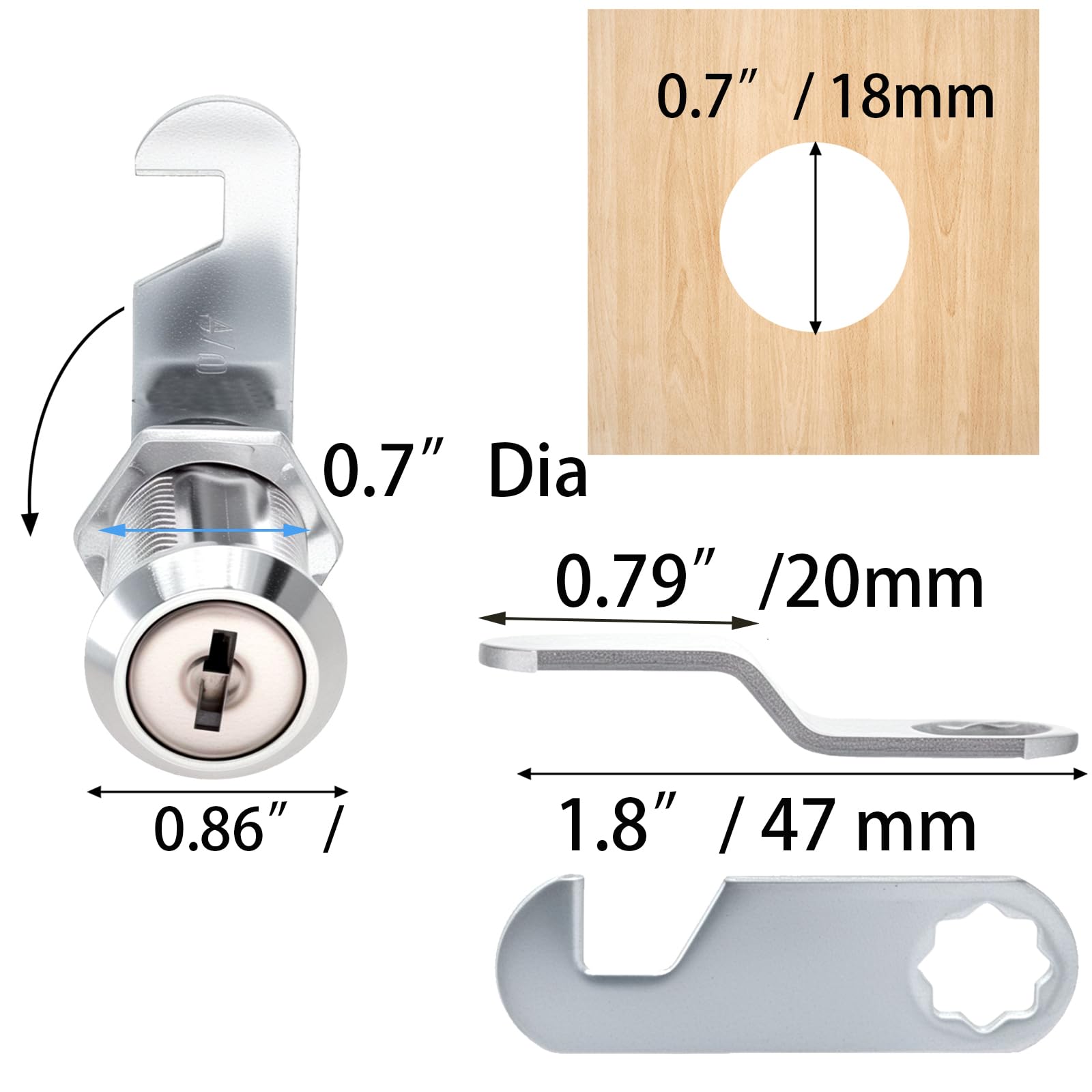 TOPZEA Confezione da 12 serrature per armadietti con chiavi, serrature a camma da 3,8 cm con chiave simile, serrature a cilindro per cassetti, armadietti, cassette postali, cassette degli attrezzi, in