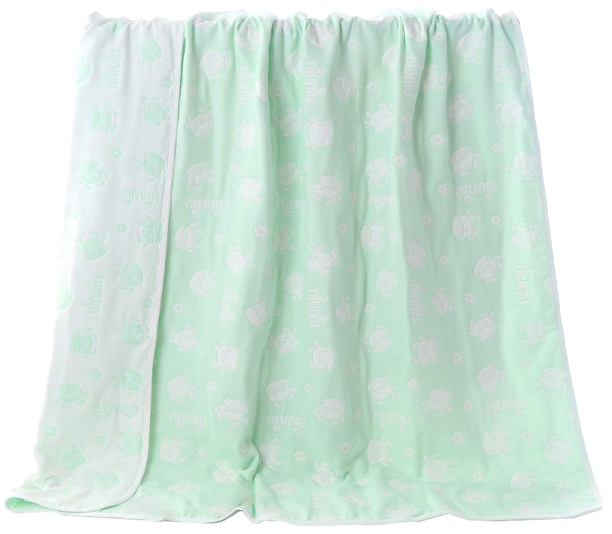 Hayisugar Soft Baby Blankets 6 Layer Muslin Cloth - 100% Cotton Kids Toddler Blanket Baby Swaddle Blanket for Boys & Girls, Green Cow, 120 x 150 cm