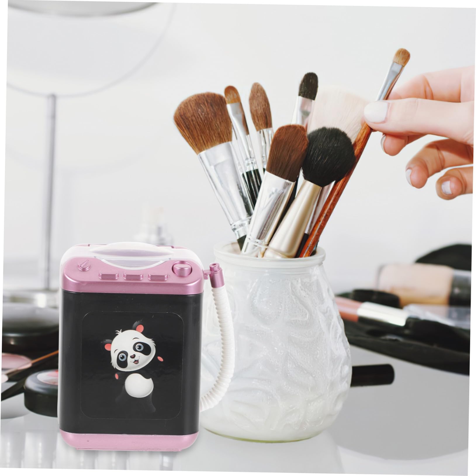 Pulitore Elettrico per Pennelli da Trucco in Plastico Funzione di Pulizia Profonda per Strumenti Cosmetici, per Lavaggio Pennelli e Spugnette Trucco Elettrico
