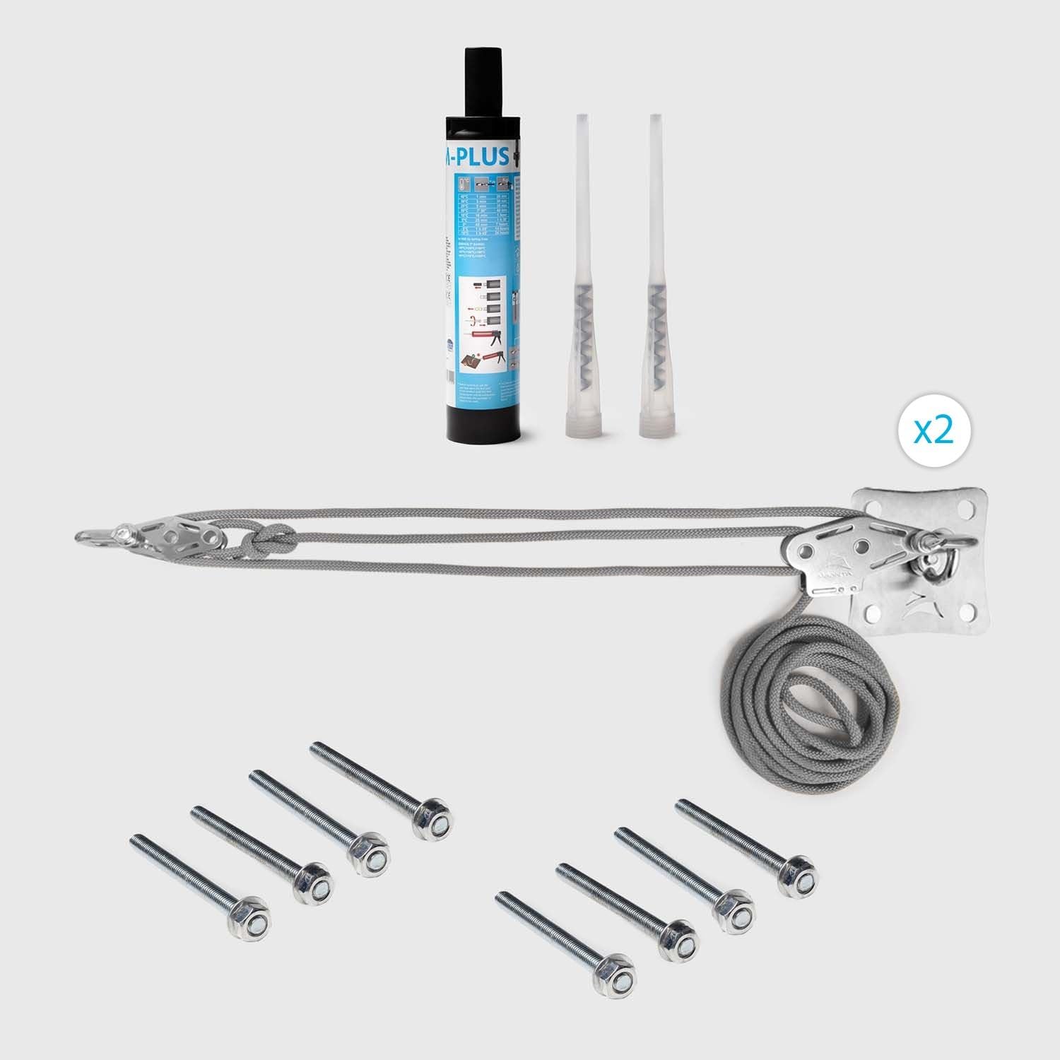 Anclaje de pared para velas de sombra (acero inoxidable, plata, 2 kits de pared Muscle x3 + 8 varillas roscadas + químico)