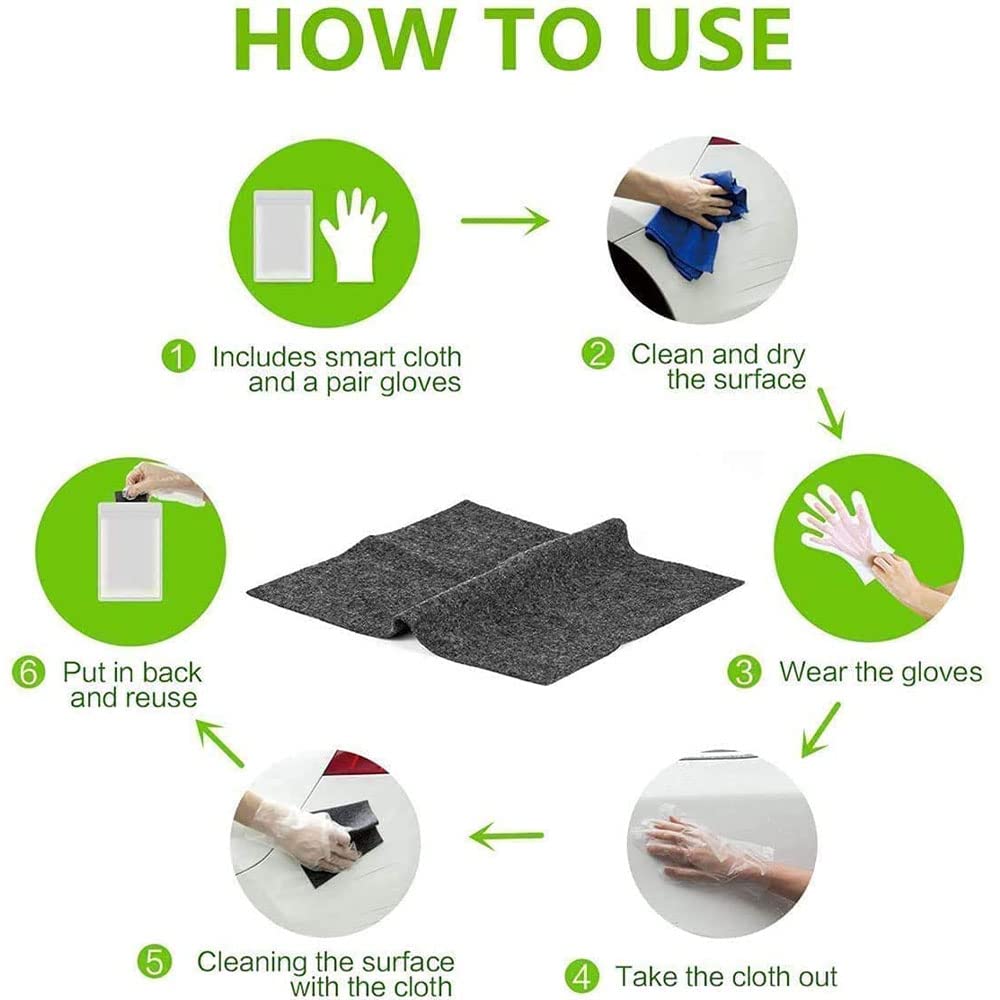 Kit Nettoyage Auto - 6 Chiffons Nano + 5 Paires Gants Latex Pour Polissage Et Élimination Rayures