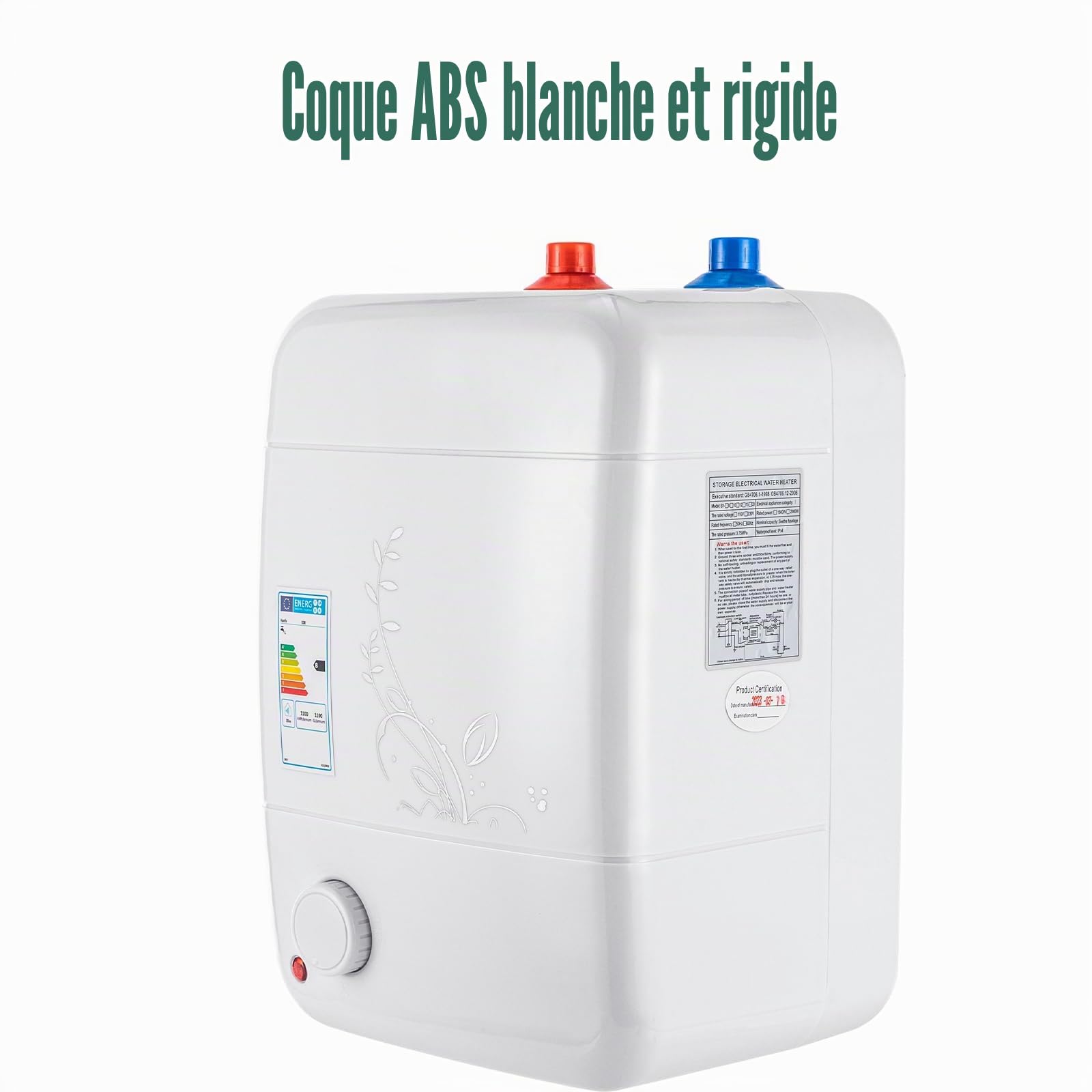 Chauffe-eau électrique 8L Chauffage rapide Eau chaude Usage domestique Conforme norme européenne Pour maison et famille