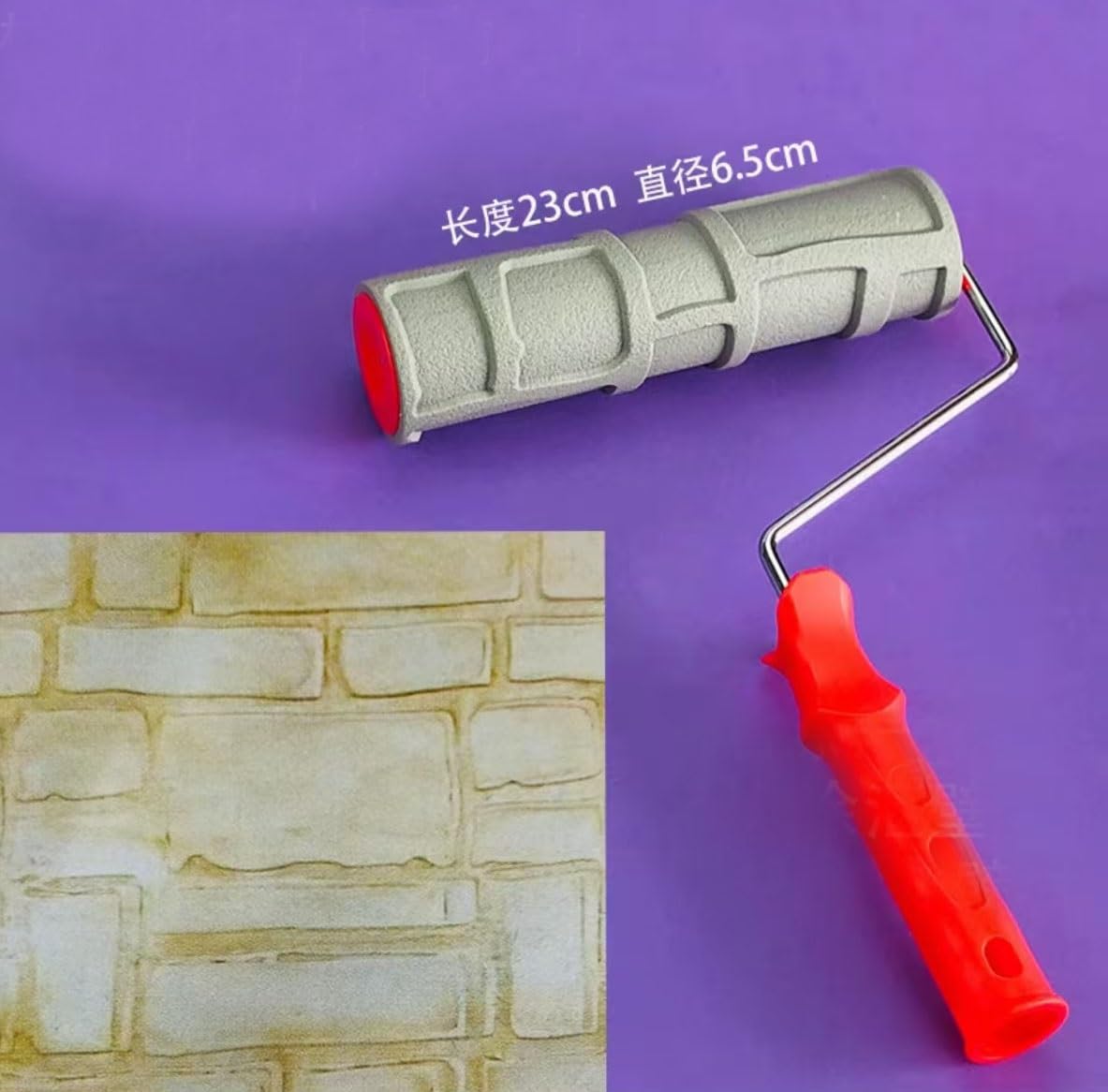 Rullo for pittura, rullo for pittura con motivo, rullo for pittura effetto mattone in gomma da 10 pollici, strumento for pittura con effetto grana con manico strumento for decorazione murale fai da te