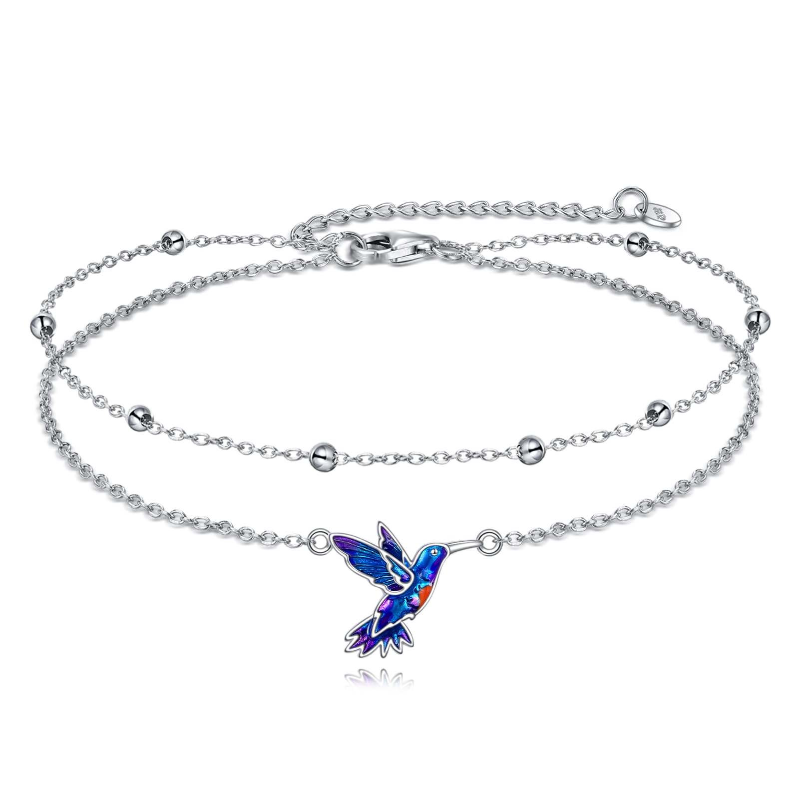 TIGER RIDER Dragonfly Anklet Sterling Silver Dragonfly Gifts Jewelry for Women with Crystal Birthday Anniversary
