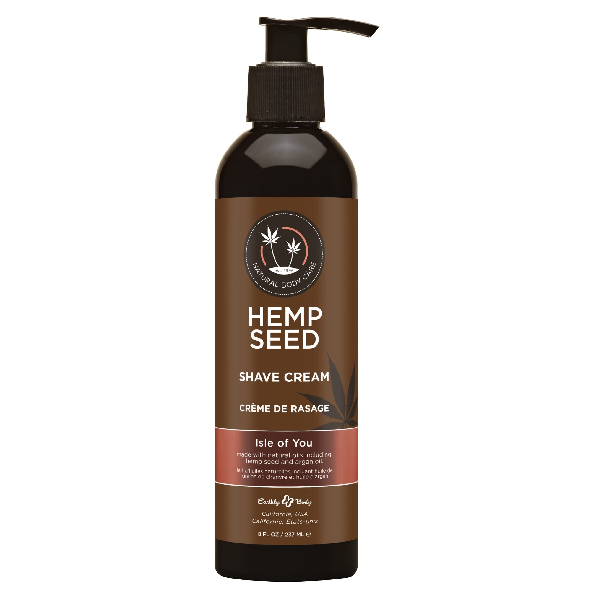 Hemp Seed Shave Cream, Isle of You - 8 oz - Nourishes & Protects Skin - With Hemp Seed Oil, Argan Oil & Vitamin E - Vegan, Cruelty Free