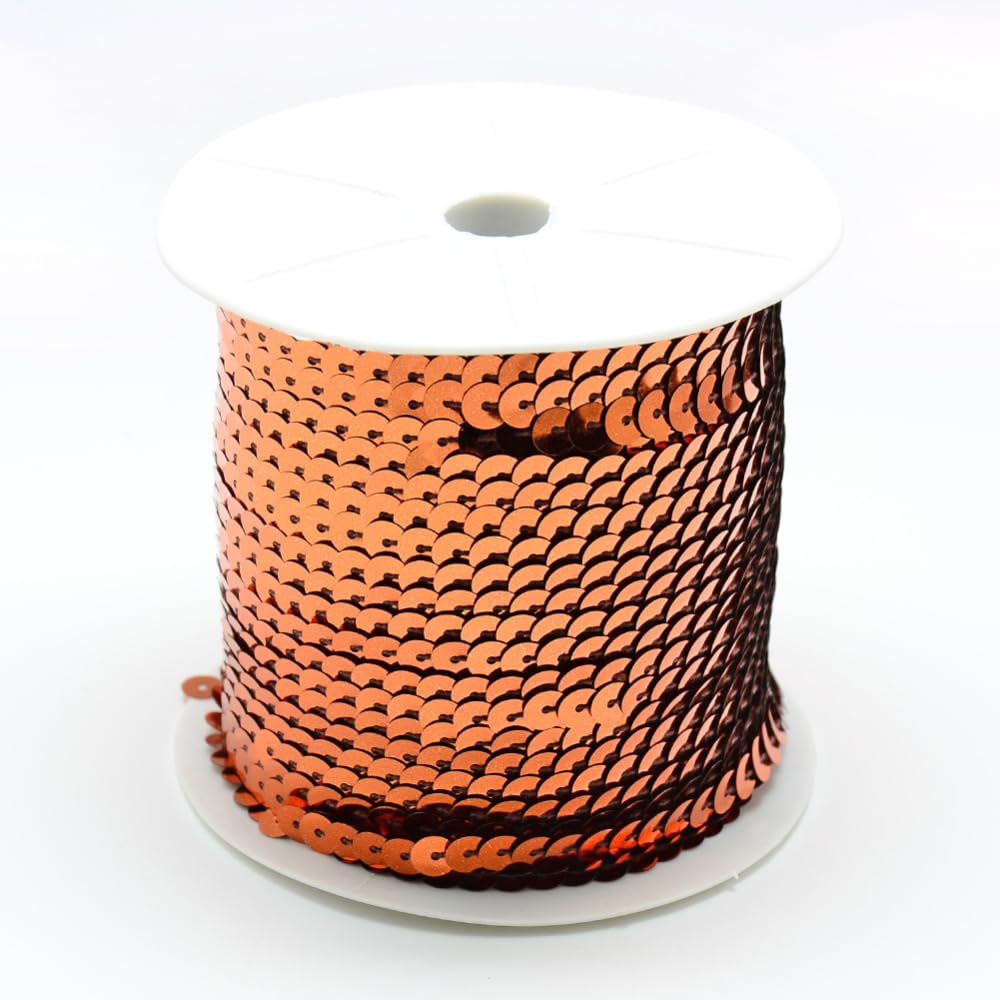 Stiesy 100 Yards Chocolate Colour Sequin Beads Strip Brown Flat Round Sequin Beaded Paillette Trim String Chain Roll 6mm for Jewellry Making Ribbon Sewing Costumes Ornament