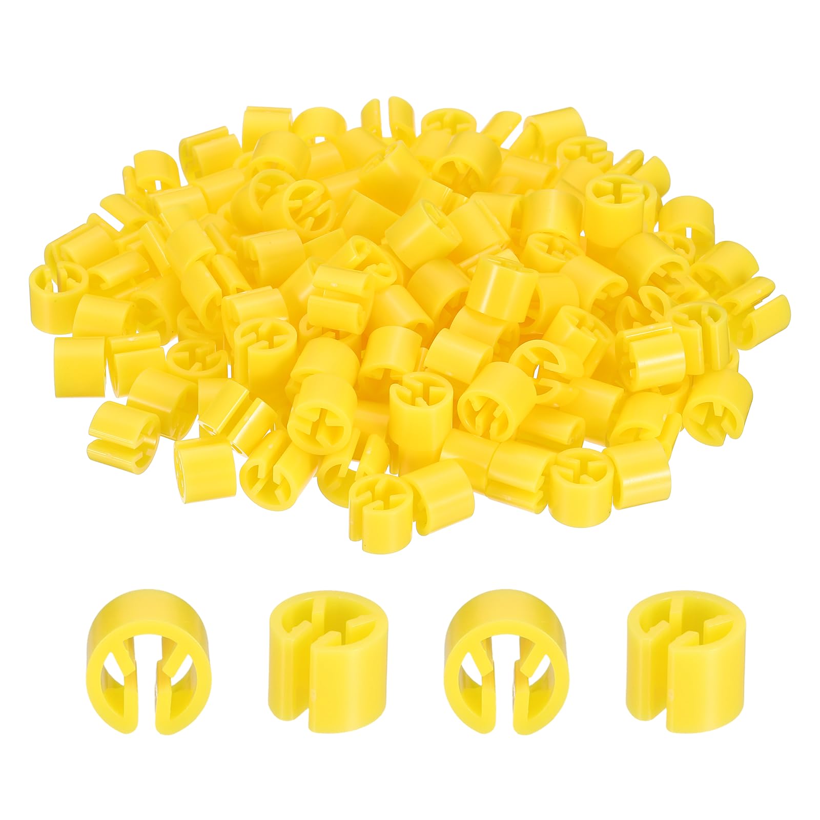 PATIKIL Clothes Hanger Marker Blank, 150 Pcs Plastic Clothing Colored Tag Buckle for DIY Snap Labels Garment Color Coding, Yellow