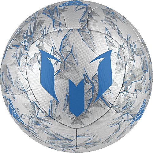 adidas Performance Messi Soccer Ball, Silver Metallic Grey/Shock Blue/Vista Grey, Size 5