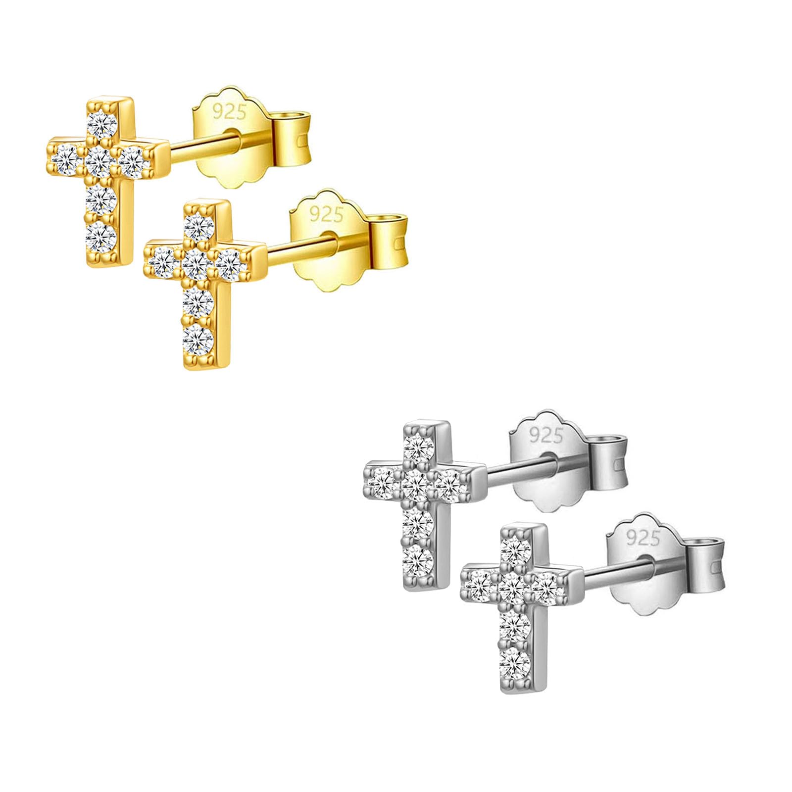 Orecchini punto luce in argento con zirconi 4 mm | - La