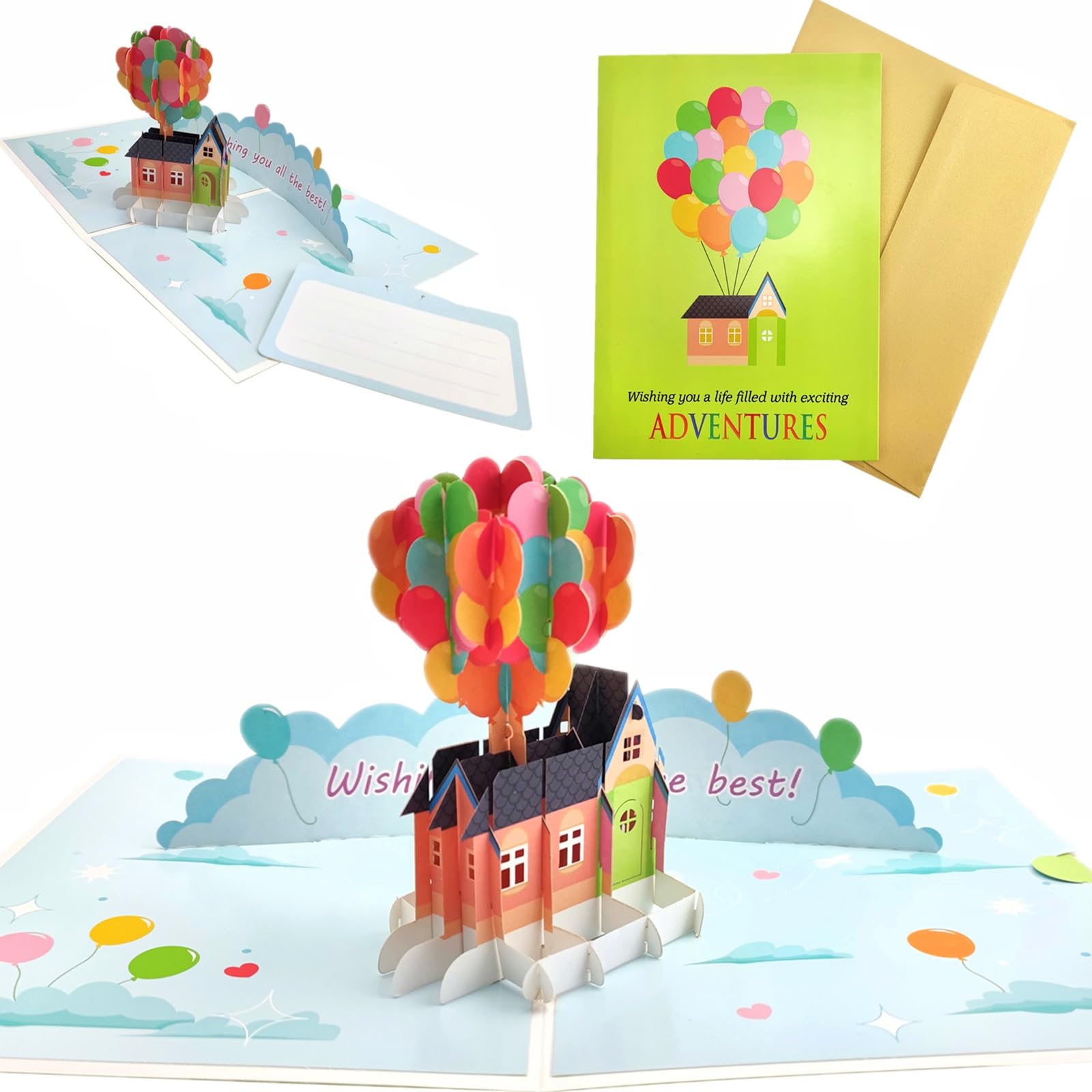 Our Adventure Journey Adventure Card - Greeting Card/Vintage Keepsake/3D Pop-Up Inspired by 'Up', Ideal for DIY Anniversaries, Weddings, Travel, Baby,Writing,Friends, & Valentine's