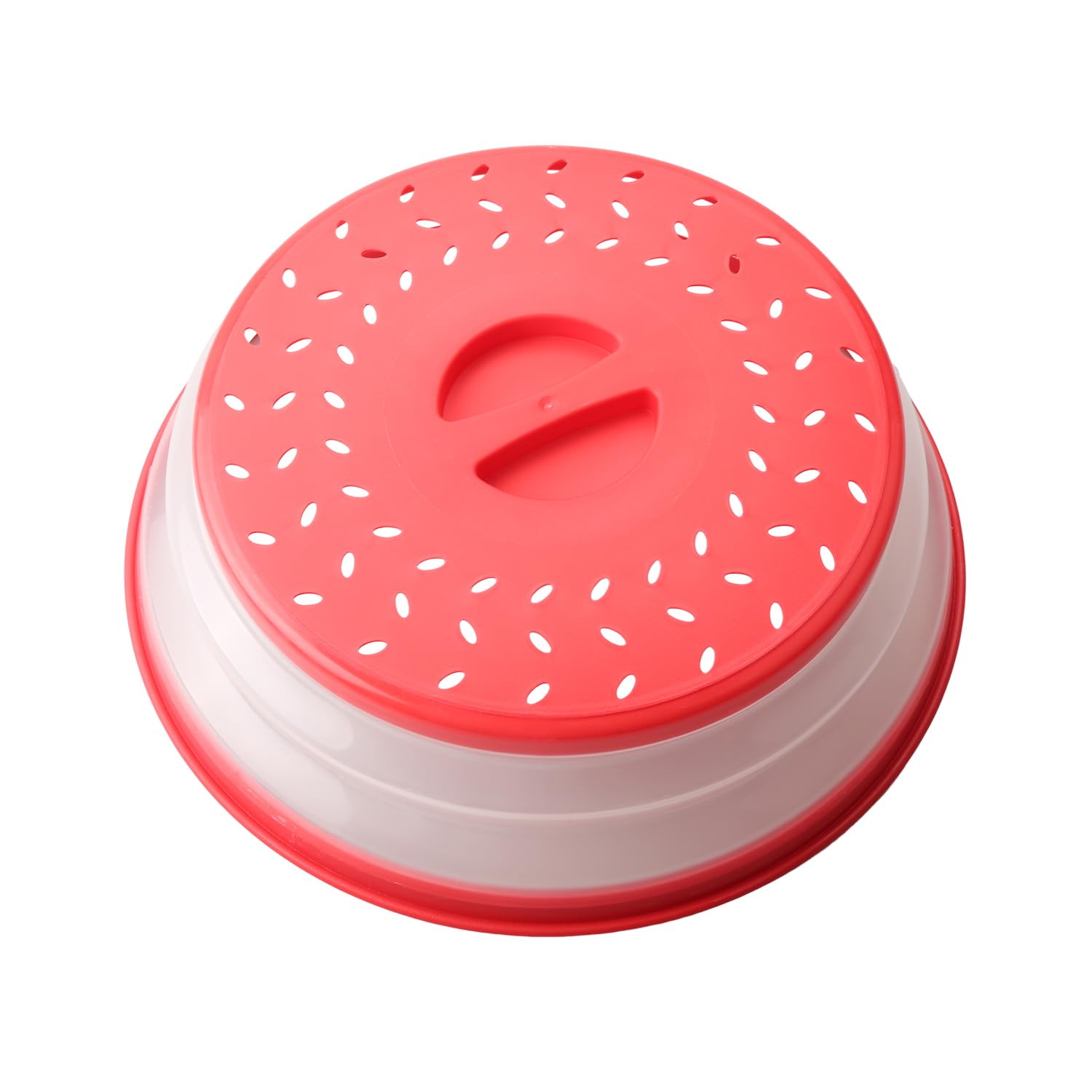 Bojueshaw Foldable Microwave Splatter Cover with Steam Vents,Collapsible Microwave Food Cover,Kitchen Splatter Guard for Fruit and Vegetable(Red)