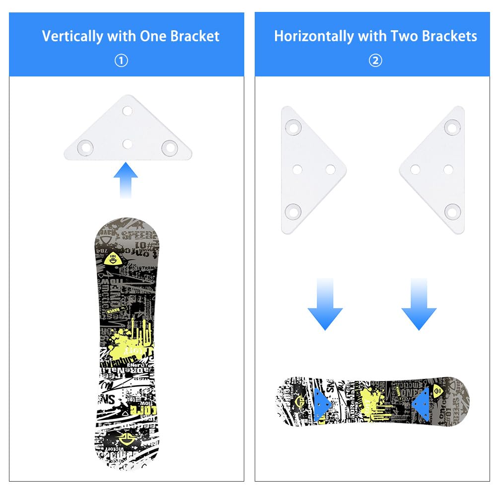 DICOSMETIC 12 Teile Skateboard Deck Display Wandhalterung Klare Acryl Skateboard Hänger mit Zwei Schraublöcher Horizontal Vertikal Display Skate Halterung für Skate Board Deck Lagerung
