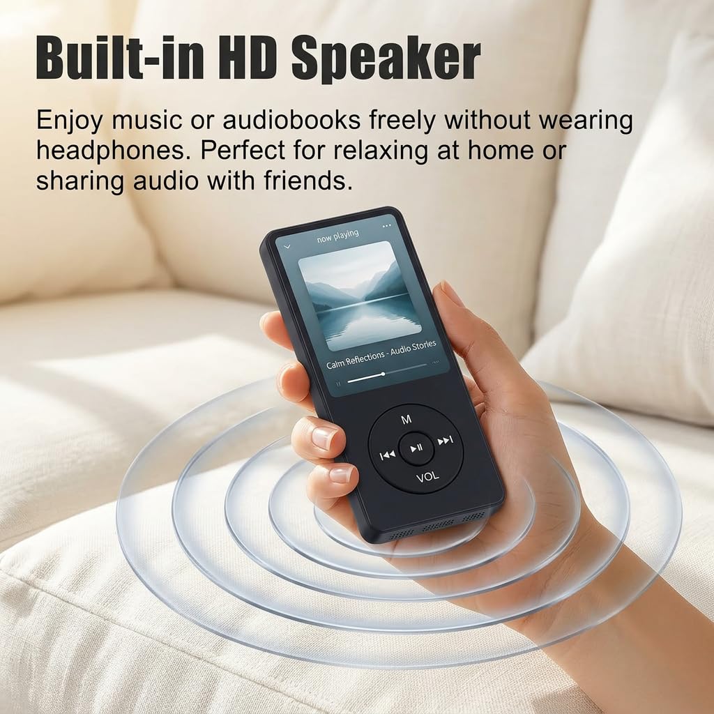 32GB MP3 Lecteur de Musique HiFi Portable sans Perte avec Bleu, with 1.8 inch LCD Screen and Memory Card Slot,Max Support 32GB Memory Card,Appareil Multifonctionnel pour Sport et Enfants