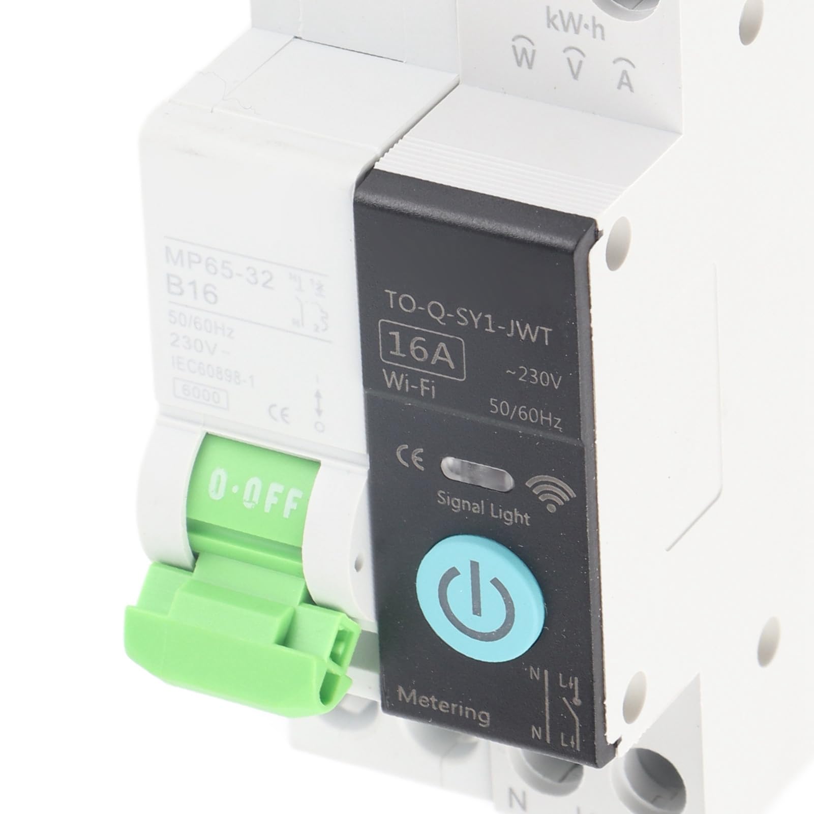Yctze Disyuntor WiFi 1P+N con Control Remoto, Monitoreo de Energía y Capacidad de Corte 6KA - 16A AC230V para Integración en el Hogar