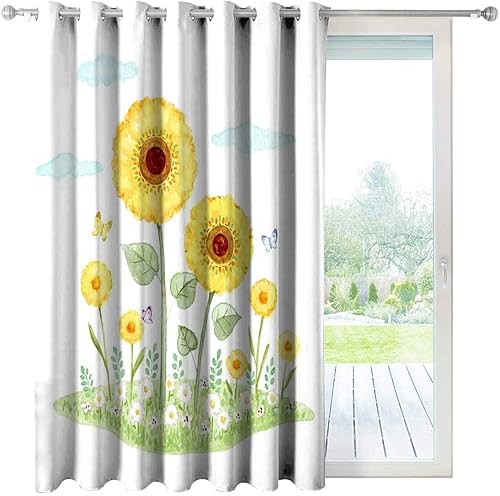 Miniatura 2 de Cortinas de girasol para oscurecer las cortinas de dormitorio, 1 panel, 59 pulgadas de ancho x 59 pulgadas de alto
