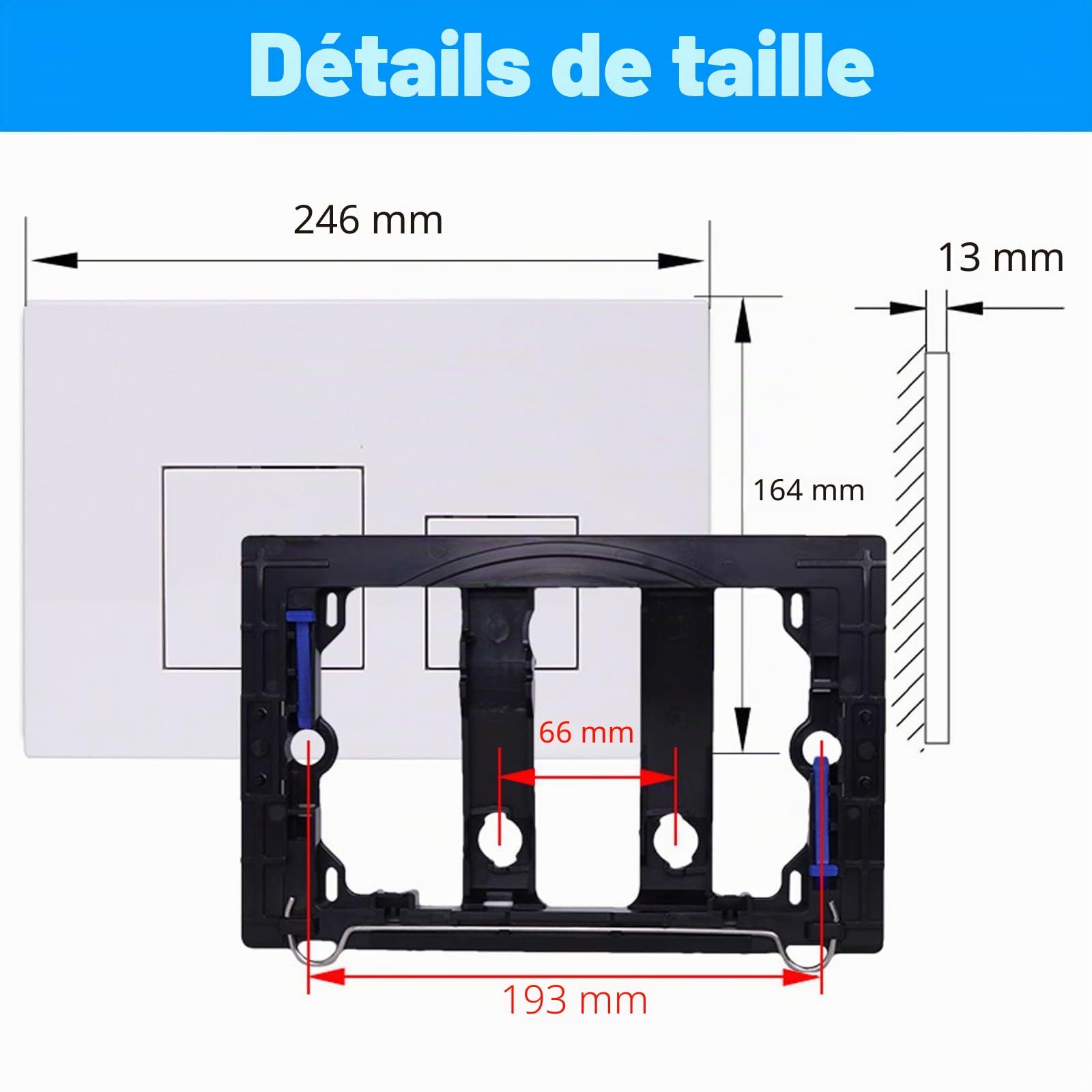 Applicable à Plaque Geberit Réservoir d'eau,Mendorio Plaque de Commande WC, Compatible Geberit Duofix Sigma 01, 20, 30, 50, 60, UP300 & UP320,Panneau de Réservoir d'eau Caché(Blanc)
