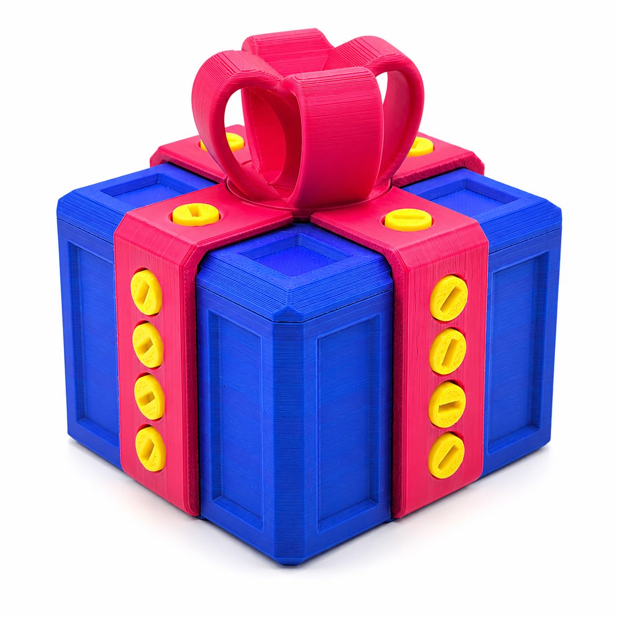 3.14" Annoying Gift Box, The Annoying Present, Prank Box with Screw, 3D Printed Annoying Gift Box, 3D Printed Hilarious Money Card Container (Blue Box with Red)