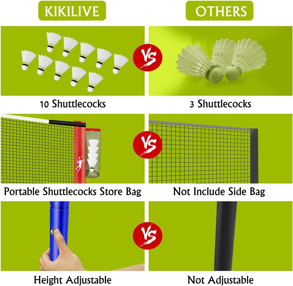 Redes de Badminton, Red Voleibol Portátil, Juego de Red Pickleball Altura Ajustable, Set Portátil para Tenis y Fútbol con Paletas de Raquetas Badminton, para Juegos en Interior y Exterior