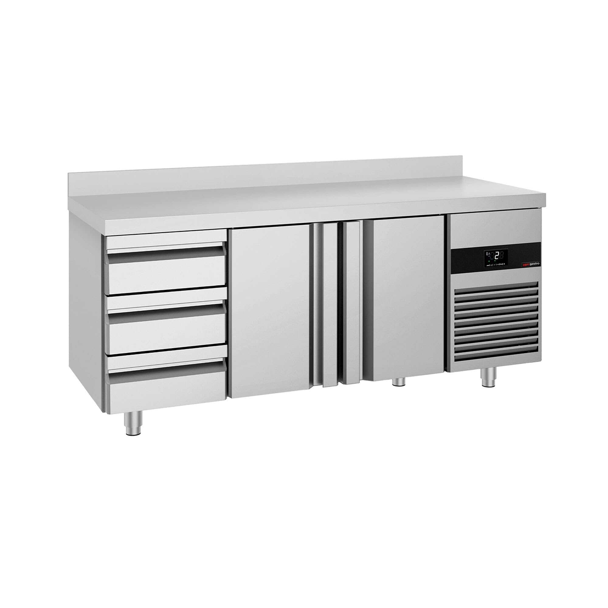 GGM Gastro | KTF187AND-EF#2T#3S | Kühltisch PREMIUM - 1865x700mm - mit 2 Türen - 3 Schubladen - mit Aufkantung