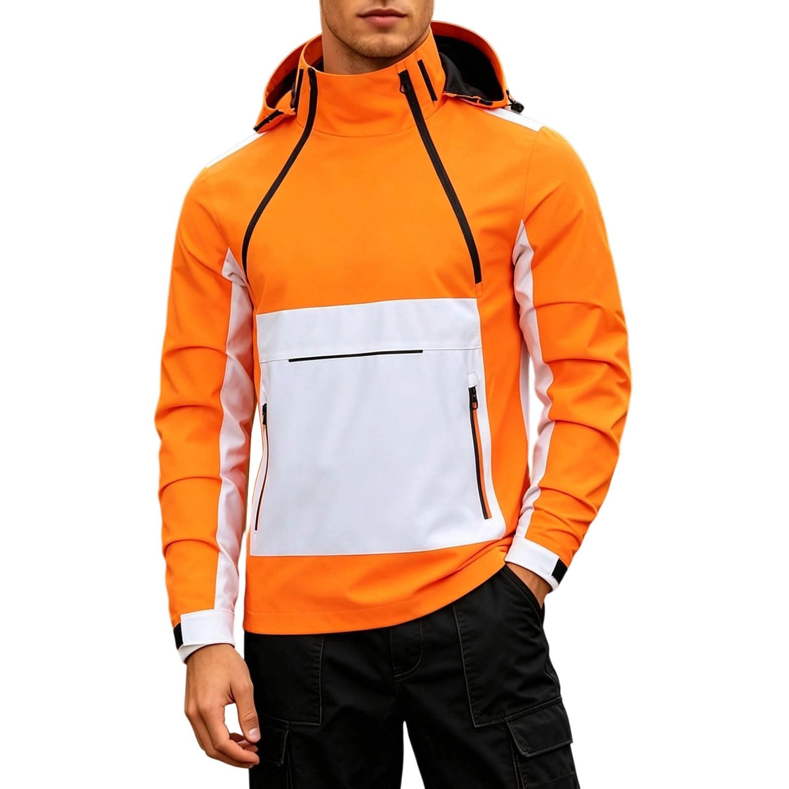 Chaqueta de senderismo para hombre, ligera, para exteriores, con capucha