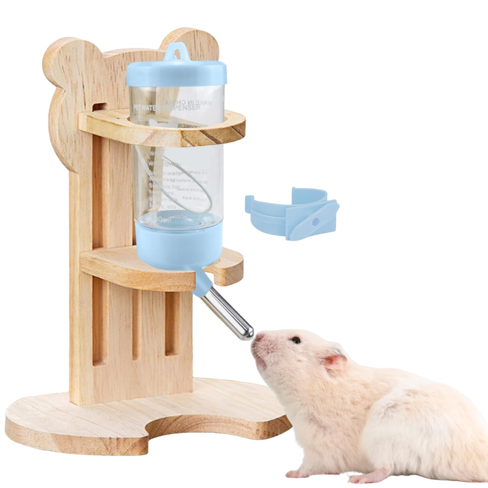 Rierousy Bebedero para Hamster con Soporte, Soporte Ajustable para Cobayas con Base, Dispensador de Agua para Roedores 80ml para Hamster y Otros Animales Pequeños