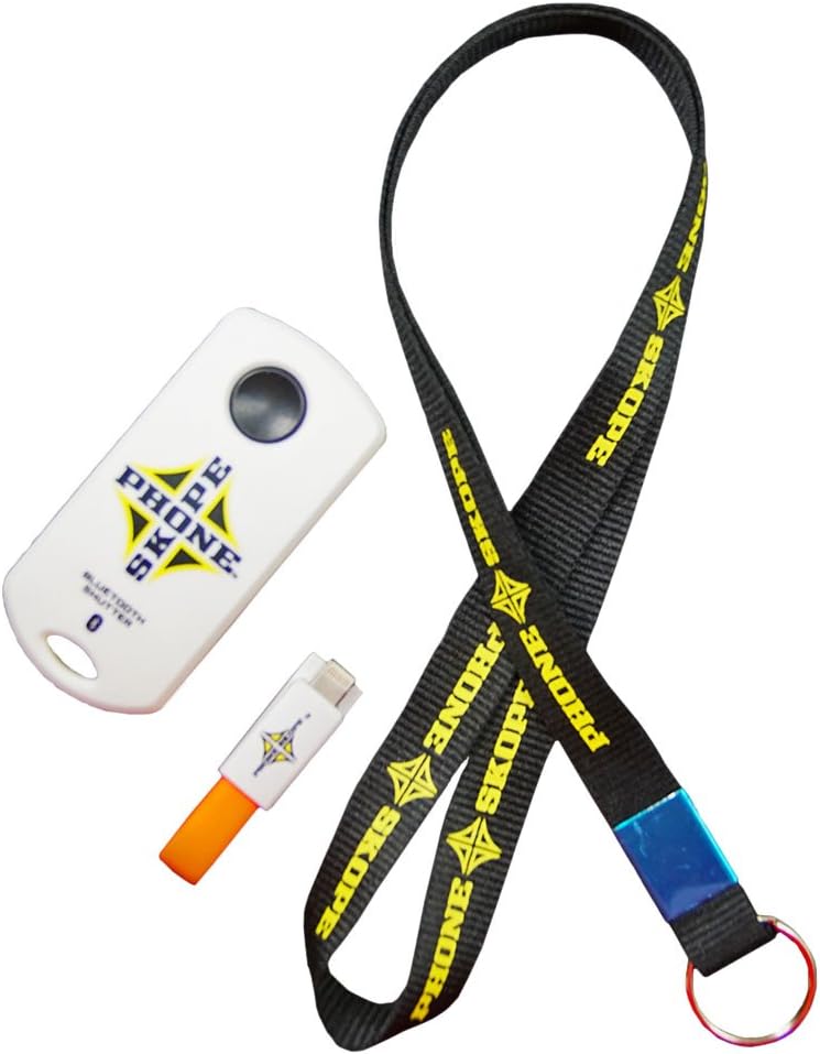 Phone Skope Bluetooth Shutter Remote and USB Keychain Charging Cable (Compatible with iPhone and Android)