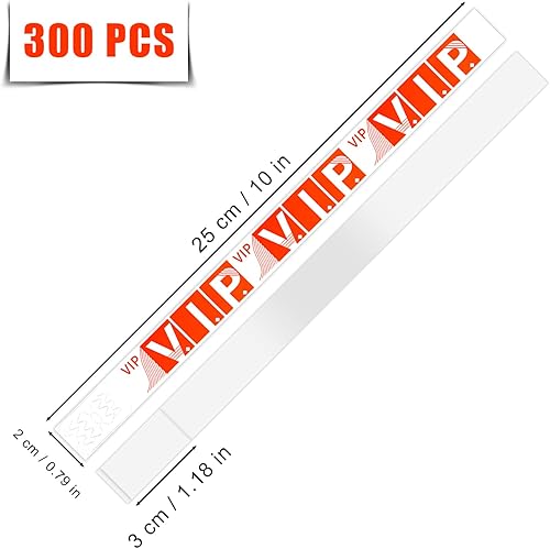 Miniatura 2 de 300 pulseras de papel para eventos, pulseras de identificación ligeras VIP adhesivas de papel para eventos, conciertos, clubes, festivales (rojo)