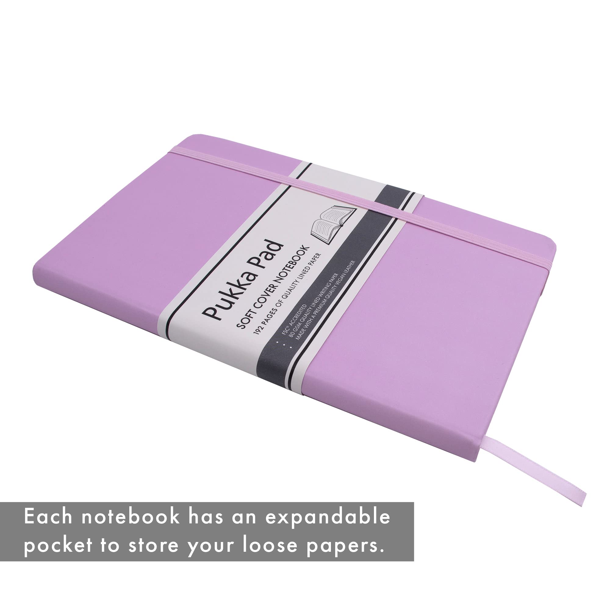 Pukka Pad, Soft Cover Notebook, 192 Pages of 80GSM Acid-Free Lined Paper, Vegan Leather Cover with Inner Pocket - Image 4