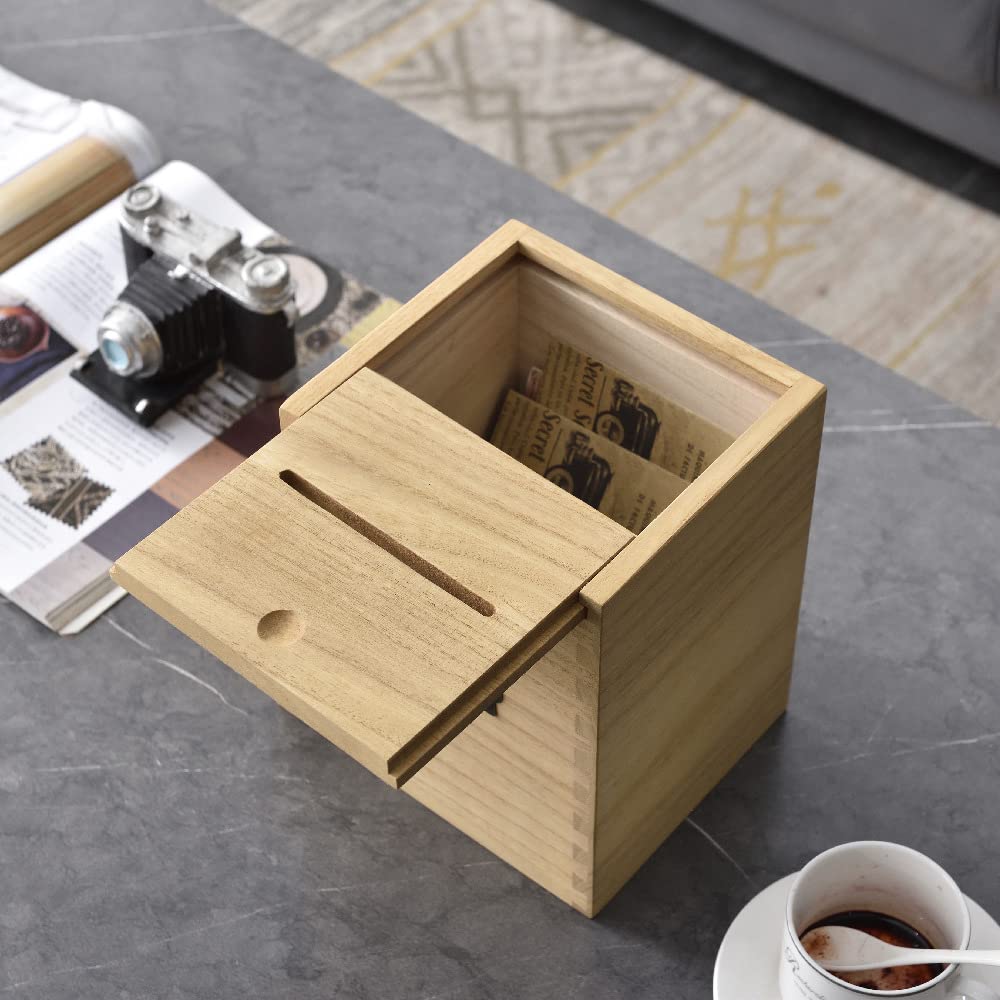 KIRIGEN Wooden Suggestion Box - Donation and Ballot Box Wall Mounted Comment Collection Box with Lock and 2 Keys for School, Office, Hospital Nature