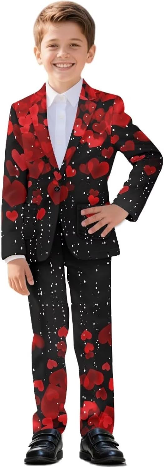 Boys' One Button Blazer Suit Jacket and Pants Set Casual Sport Coats Slim Fit Blazers Dress Pants for Kids Teens