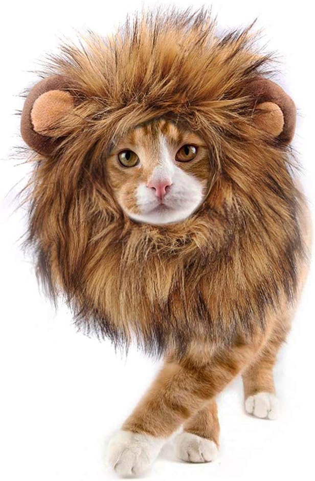 Lovelion Lion Mane for cat Costume Pet Adjustable Washable Comfortable Fancy Lion Hair Clothes Dress for Halloween Christmas Easter Festival Party Activity