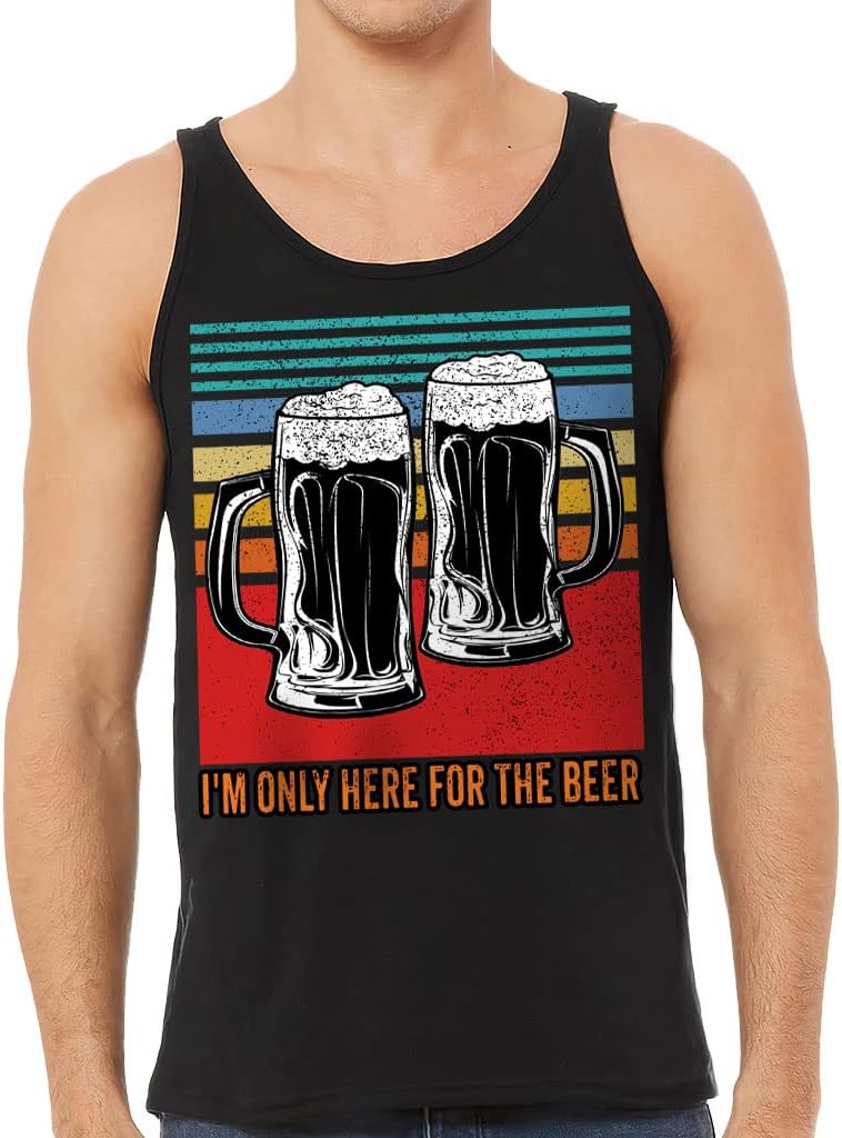 I'm Only Here for The Beer Tank - Vintage Design Workout Tank - Printed Jersey Tank