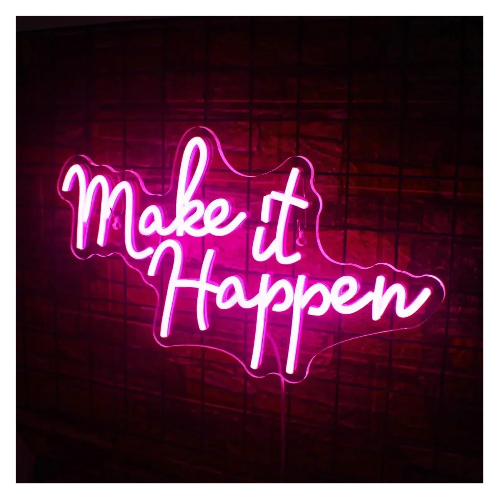 SHOUXI Sign Lamp Make It Happen Neon Sign Dimmable LED Light for Wall Decor for Bedroom Wedding Birthday Party Bar 42cm×24cm