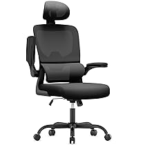 naspaluro Sedia Da Ufficio Ergonomica Con Supporto Lombare Adattativo a Forma Di C, Poggiatesta Regolabile, Braccioli Ribaltabili, Poltrone Ufficio a Rete Traspirante per Scrivania, Casa,Nero