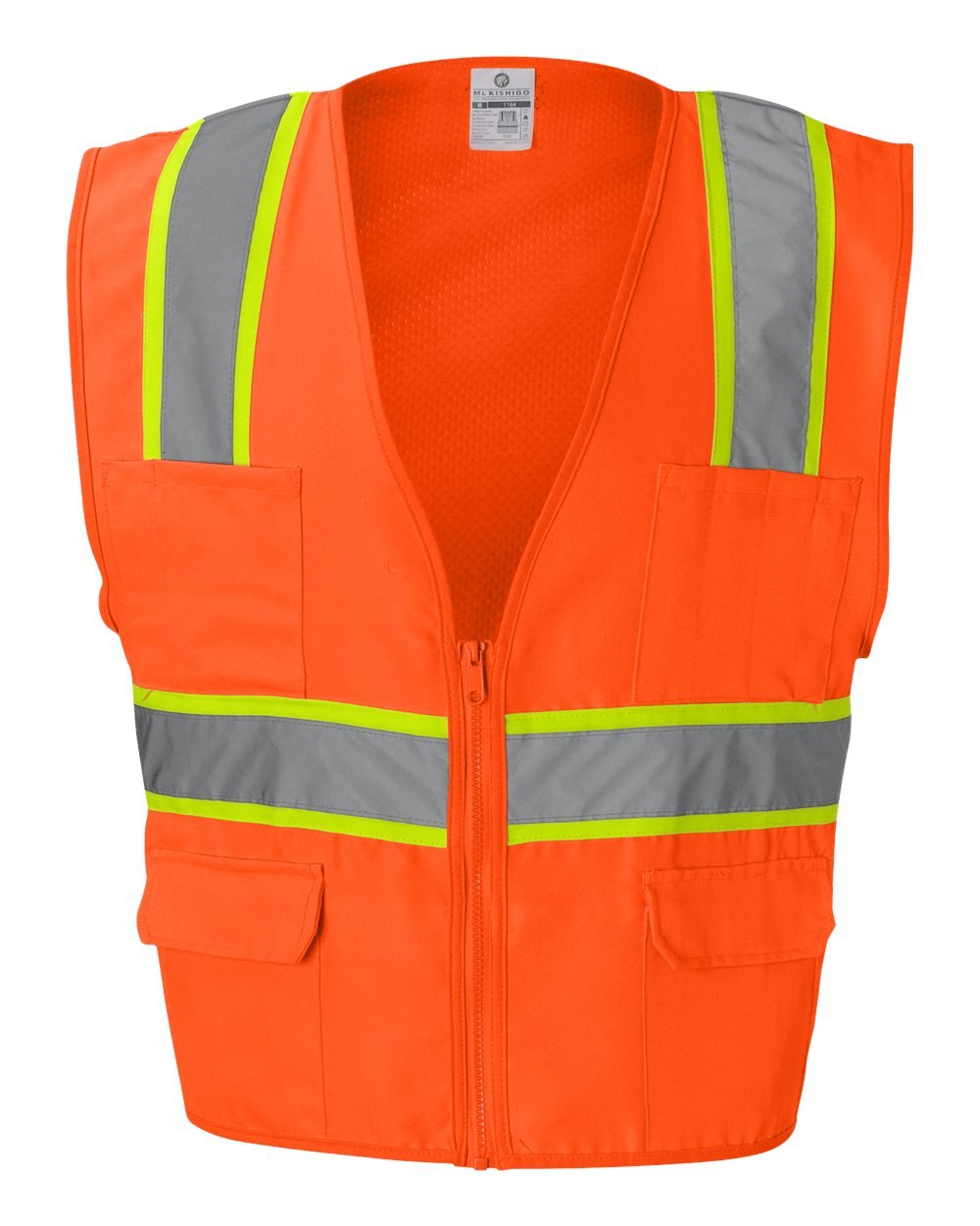 Solid Front Vest with Mesh Back, Color: Orange, Size: Large