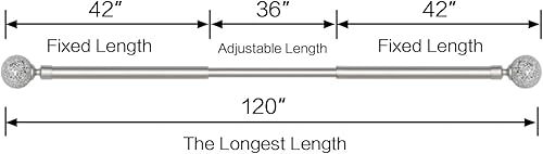Miniatura 6 de Turquoize Paquete de 2 barras de cortina de ventana para ventanas de 66 a 120 pulgadas, juego de barras de cortina individuales ajustables de níquel