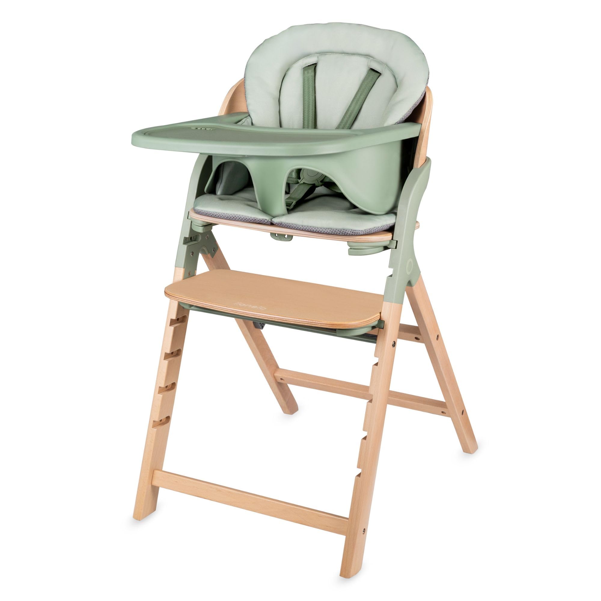 LIONELO Megan – Trona evolutiva de madera para bebé, crece con el niño desde 6 meses hasta 110 kg, reposapiés regulable, arnés 5 puntos, cojín lavable, fácil de limpiar