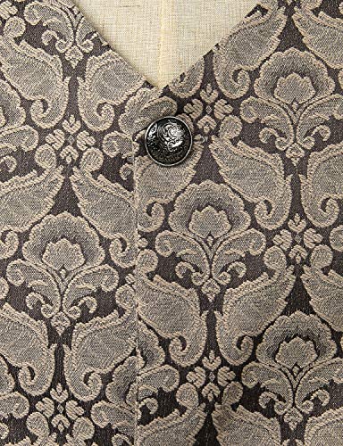 ZEROYAA Mens Single Breasted Vest Gothic Steampunk Victorian Brocade Waistcoat3