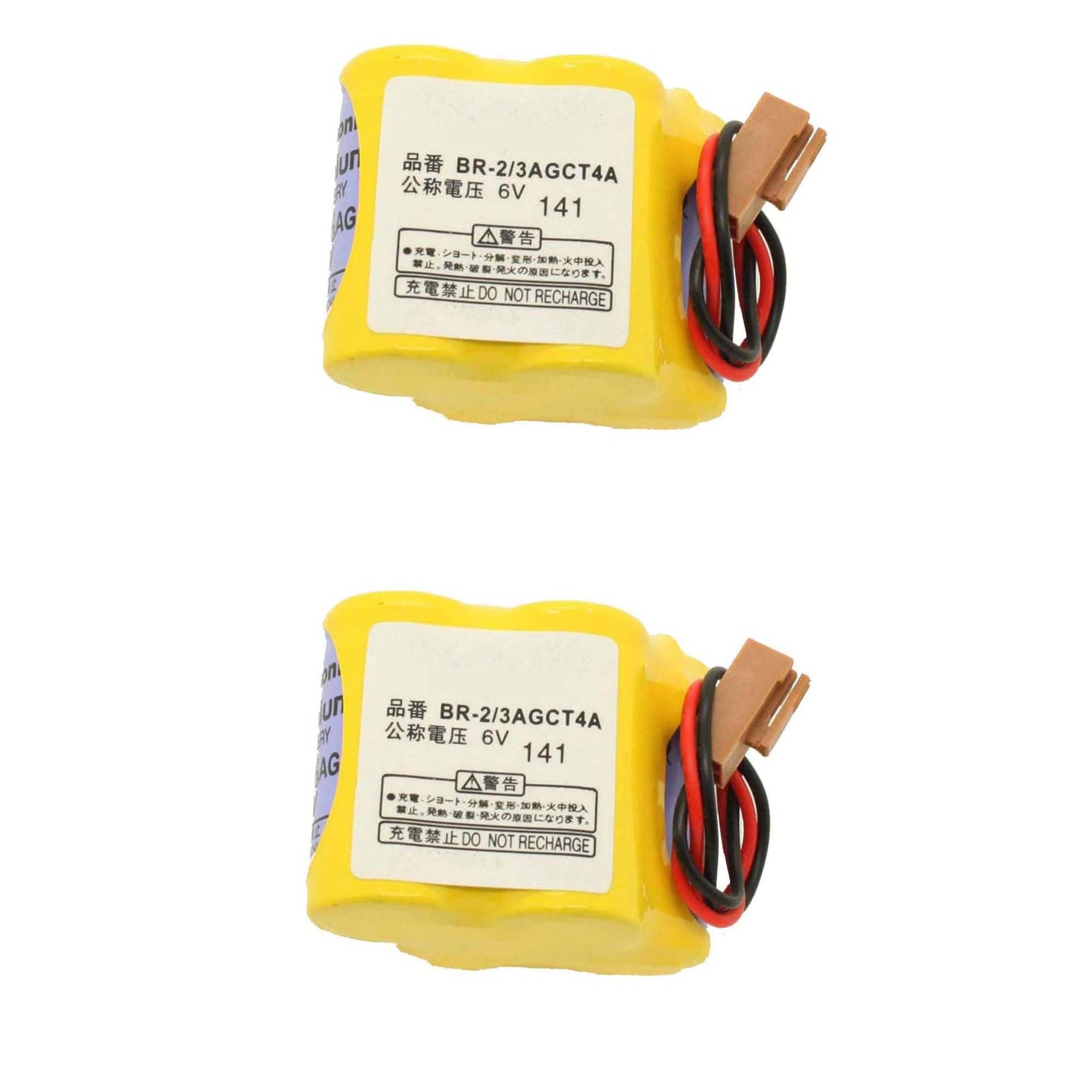 FURFURAKKU (2-Pack) BR-2/3AGCT4A PLC Batería de reemplazo para System A98L-0031-0025 A98L00310025 BR-2/3AGCT4A (Brown Connector)
