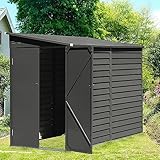 Panana Galvanized Metal Steel Garden Shed Outdoor Bike Storage House Tools Shed Utility Tool Storage L144cm x W 270cm x H 202cm,Can Put 4 Bicycles (C), (DCP)