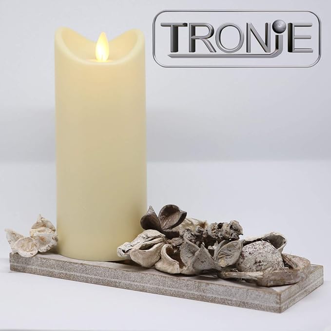 TRONJE Tronje Ø7x18cm LED Outdoor Kaars - vlamlose Pijler Kaars met Timer Afstandsbediening - Beweegbare Flikkerende Vlam - Waterdicht Batterijvoeding Crème photo 3